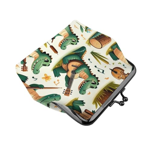 Pu Leather Buckle Coin Purse Gator-Music-Party Girls Kiss-Lock Change Purse Wallets3