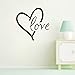 BIBITIME Big Heart Decal Stickers Love Wall Sign Sayings Quotes Valentines Day Couple Decor for Bedroom Kids Room Vinyl Art Mural, Size approx 16.93" x 16.93"