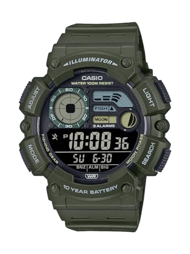 Casio WS1500H Series | Men’s Digital Watch | 100M WR | Dual Time | Countdown Timer | LED Light | Moon Phase | Fishing Mode | Auto Calendar | Multi Alarms | 1/100 SEC Stopwatch | 10 Year Battery