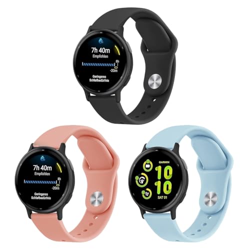 Gittos 20mm Correa para Garm in Vivoactive 5/3, Garm in Forerunner 55/165/245/645 Music, Garm in Vivomove 3/HR/Style/Luxe/Venu Sq 2 20mm Silicona Pulsera Sport Correa