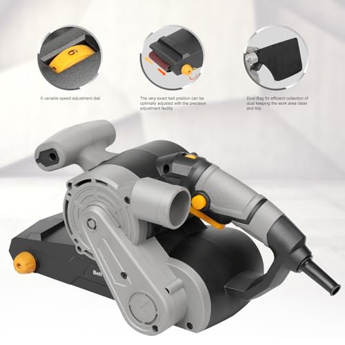 Image of 3x21-Inch Belt Sander,8 Amp Variable-speed 170-380RPM 12 Pcs Belts | Belt Sander with sanding belts (2*P40,2*P60, 2*P80, 2*P120, 2*P180, 2*P240) and Dust Bag