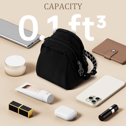 Small Crossbody Bags 2.8L for Women Unisex Multi Position Handbag with Adjustable Strap for Traveling Shopping Black3
