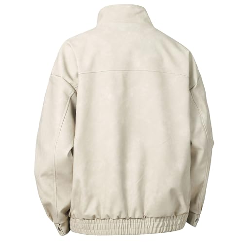 Chaqueta bomber de cuero casual para hombre miniatura 2