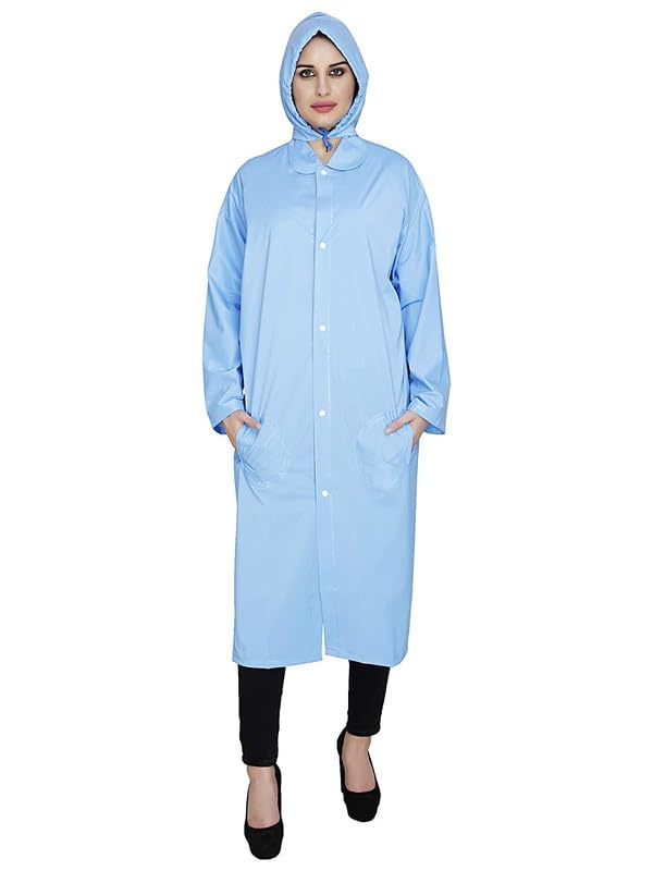 w+ Women|Girl's Raincoat with Hidden Collar Pocket for Cap (Blue)-picture-26