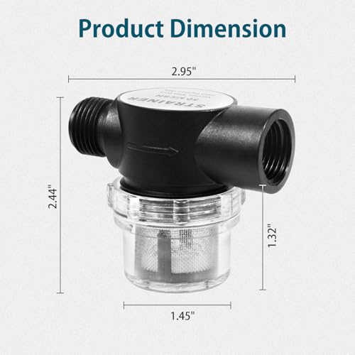 Image of WASSERMANN 1 /2 inch NPSF-1 /2 NPSM RV Water Pump Strainer, Water Pump Filter with 50 mesh Stainless Steel Filter Screen,Nylon in-Line Strainer for RV Water Pump