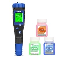 pH Messgerät Salztester für Pool,Digitales 5-in-1 pH TDS EC Salzgehaltmessgerät mit Kalibrierungslösungssatz, pH ppm Meter für Salzwasserpool, Aquarium, Whirlpool, Spa, Hydrokultur, Hausgebräu