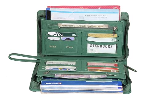 Image of Sukeshcraft Multiple Cheque Book Holder | Original PU Holds Upto 8 Cheque Books, FabricGreen