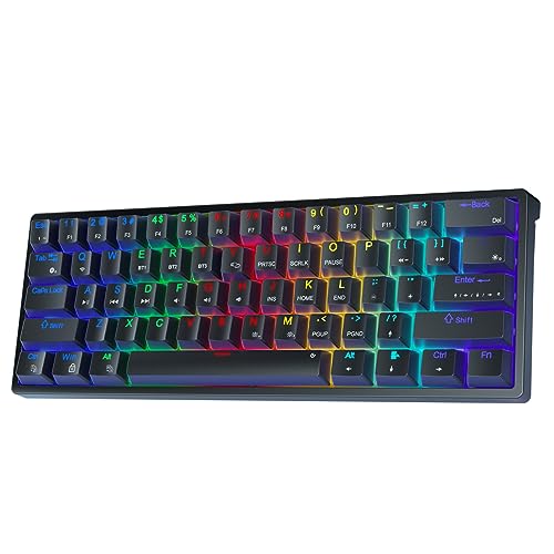 Image of AULA F3261 Mechanical Keyboard Gaming, Gaming Keyboard 60 Percent Keyboard Cable Gaming Keyboard Small, RGB PC Keyboard for Computer /Tablet /PS /Xbox, QWERTY, Red Switches - Black