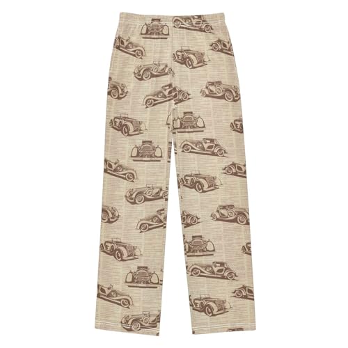 ZZXXB Retro Car Boys Long Pants Soft Trousers Elastic Waist Kids Lounge Bottoms with Pockets S-XL