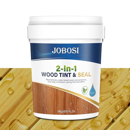 Advanced Wood Stain&Sealer, (Light Oak, 5 Gallon), Enhances Wood Grain, Waterproof, Flexible, Crack Resistant, Weather Resistant, Non-Toxic Environmentally Friendly, to Wooden, Furniture, Fence, Shed by JOBOSI - Used condition - US$108.68