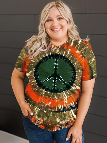 Women Hippie Shirt Tie Dye Peace Sign Tshirts Hippy Peace Costume Hippie Outfit Tee4