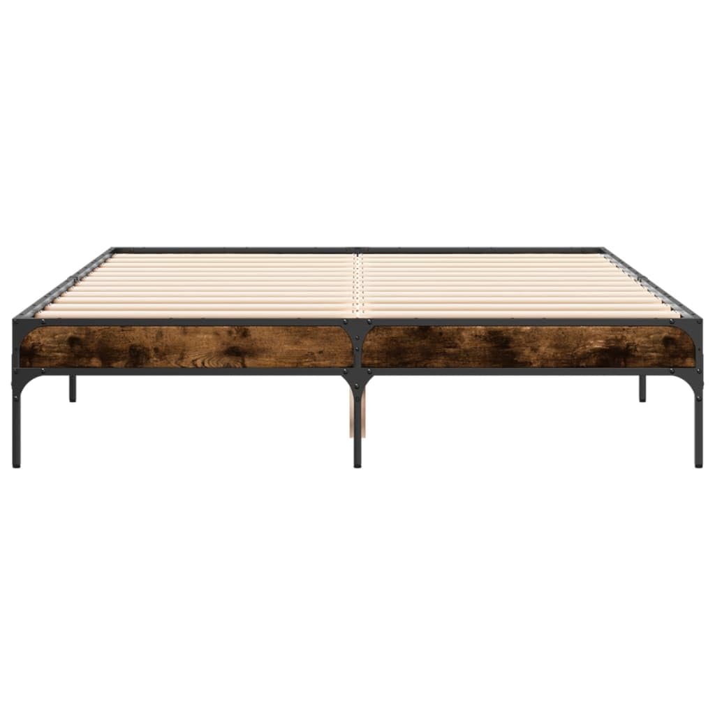 vidaXL Bettgestell Räuchereiche 140x190 cm Holzwerkstoff und Metall