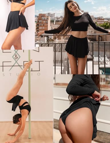 BZB Flowy Mini Skirt with Shorts Underneath Gym Yoga Workout Dance Tennis Short Skirts Sexy Outfit for Women2