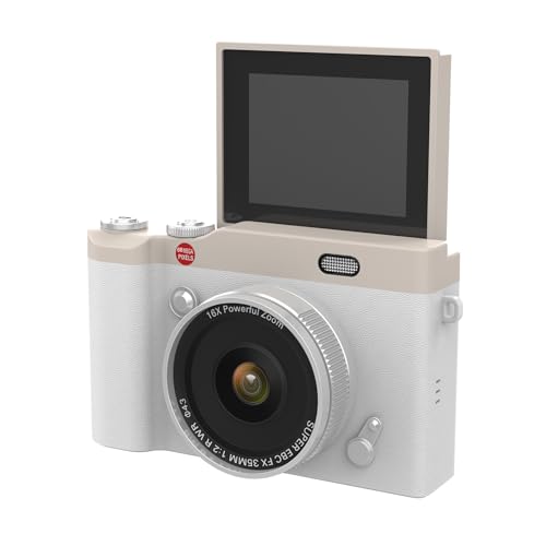 GOWENIC 68MP �f�W�^�� �J�����A16 �{�f�W�^�� �Y�[���t���R���p�N�g �J�����A1080p HD 2.4 �C���` �t���b�v �X�N���[���A�I�[�g�t�H�[�J�X�A512GB TF �J�[�h���T�|�[�g (WHITE)