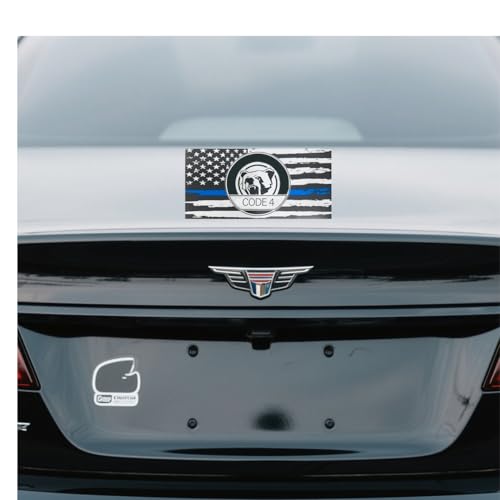 Image of 10Pcs Thin Line Flag Car Decal Stickers, Police Support American Flag Bumper Stickers Patriotic Theme Memorial Decal Boat for Cars Bumpers Trucks, Bandera de policia la linea Azul para carro