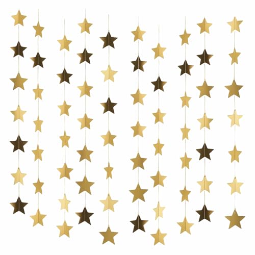 3 Pièces Guirlande d'Étoiles à Paillettes Briller Etoiles Bannière Décor Dorées en Papier à Suspendre pour Anniversaire Vacances Mariage