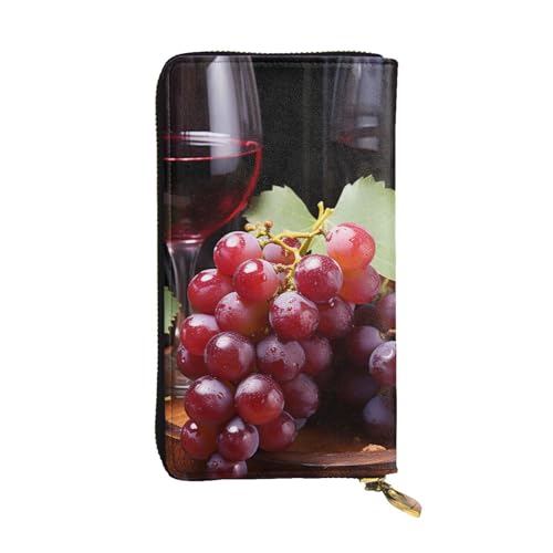 Portefeuille long femme anti-encombrement cuir de raisin bordeaux