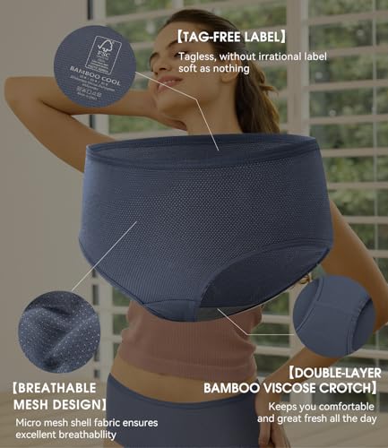 Image of BAMBOO COOL Womens Underwear Breathable Mesh Moisture-Wicking Briefs, Soft & Lightweight Panties