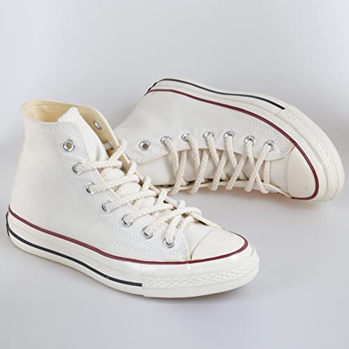 Handshop 2 Pairs Round Rope Shoelaces Thick Cotton Solid Shoe Laces For Men Women Sneakers Shoestrings Beige 100Cm(5Mm) #TOP2