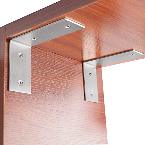 Yumore L Brackets Heavy Duty, 5X3X1.8 Inch Stainless Steel Shelf Brackets Wall Mounted For Floating Shelves Industrial Farmhouse, Includes Hardware, Pack Of 4 #TOP3
