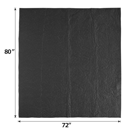 Nouva 6 Moving Packing Blankets, 72 x 80 Inches (65lb/dz) Reusable Heavy Duty Furniture Quilted Moving Pads for Protecting Furniture Moves & Storage, Black, NF0289