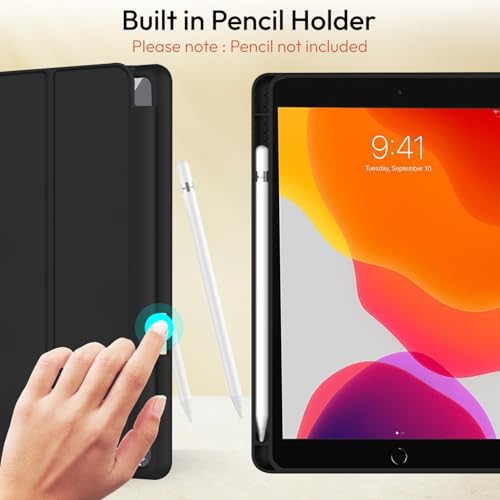 Image of Robustrion Cover for iPad 9th Generation with Pencil Holder / 8th / 7th Generation 10.2 inch Hybrid Flip Stand Cover Case - Marble Lilac