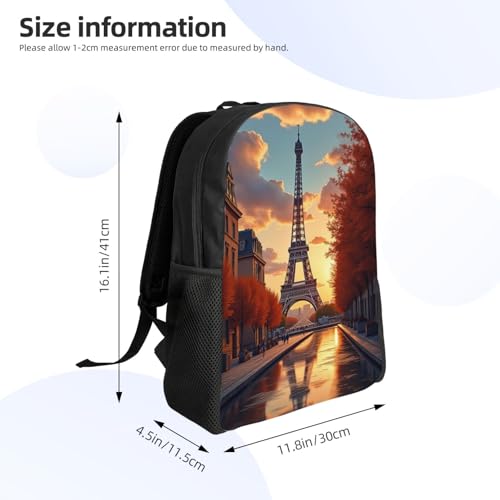 Comfort Fit Unisex Painting of The Eiffel Tower Paris During Autumn Backpack Durable Daily Commute Travel Adventures 16 in4