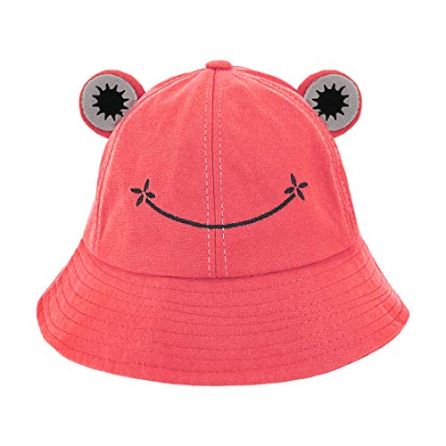 Haoohu Frog Hat Adults Cotton Bucket Hat Frog Cap Fisherman Beach Festival Sun Hat Dress up Party Frog Hat Red