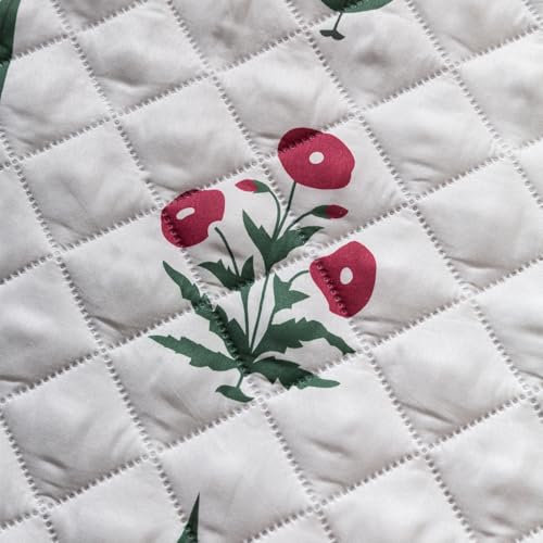 Image of House of Quirk 'Mughal Series' Printed Quilted Sofa Cover for 1 /2 /3 /4 Seater - Anti-Slip, Washable Couch Protector Slipcover (2 pcs Armrest, Shalimar Garden, 80x60 cm)