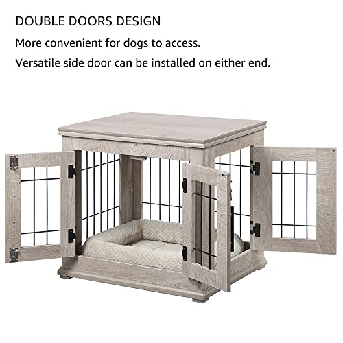 beeNbkks Furniture Style Dog Crate End Table, Double Doors Wooden Wire Dog Kennel with Pet Bed, Decorative Pet Crate Dog… - Image 6