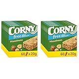 Müsliriegel Corny free Haselnuss, ohne Zuckerzusatz, 71 kcal pro Riegel, 60x20g (Packung mit 2)