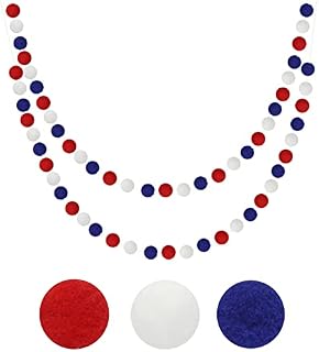 G2PLUS 2PCS Colored Felt Ball Garland - Pastel Pom Pom Garland with 60 Balls for Bedroom Birthday Wedding Party