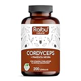 Cordyceps Sinensis Raibu - 21000 mg de Cordyceps por dosis diaria (Extracto 10:1) - Extracto de Cordyceps (CS-4) con 40% de Polisacáridos - 200 Cápsulas - Alta dosis, Sin Aditivos y Vegano