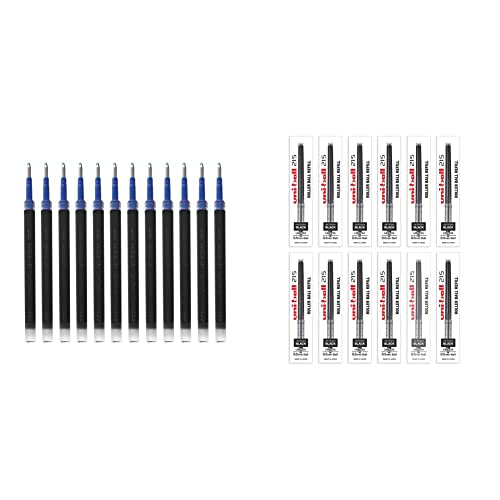 Image of uni-Ball NBGK - 07 Refill & Uniball UBR-85 Refill (0.5mm, Black Ink), Pack of 12, Usable for UB-215