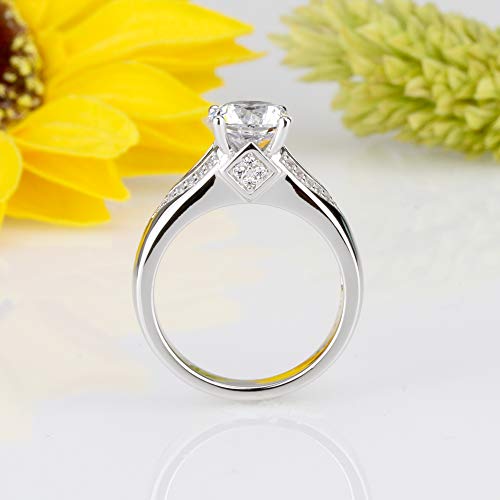 Platinum Plated Sterling Silver Wedding & Engagement Ring Lovely Round Cut 2 Carat Simulated Diamond Band Width 5Mm (Size 5 To 9) Size 6 #TOP1