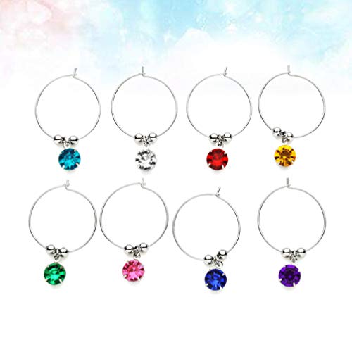 Hemoton Wine Glass Charms, 8pcs Diamonds Colorful Wine Glass Markers Charms Identifier for Wine Cocktails Martini Champagne for Christmas Birthday Party Bar (Mixed Colors) - Thumbnail 5
