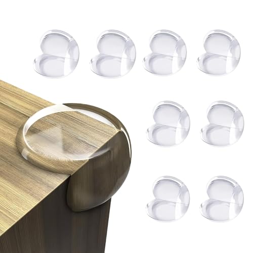 Image of Safe-O-Kid (Pack of 8) Ball Shaped Baby Safety Corner Guards with Strong 3 M Adhesive- Transparent Extra Safe, BPA Free, Non-Toxic, Elegant,Soft & Safe, Furniture Protectors - Transparent