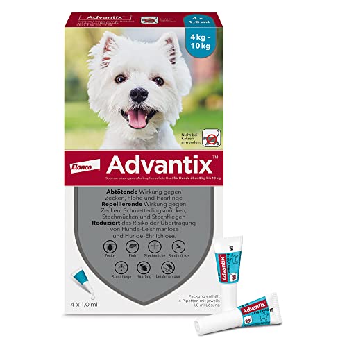 Elanco ADVANTIX Spot on für Hunde 4 kg bis 10 kg, Schutz vor Zecken & Flöhen, wehrt Mücken &...