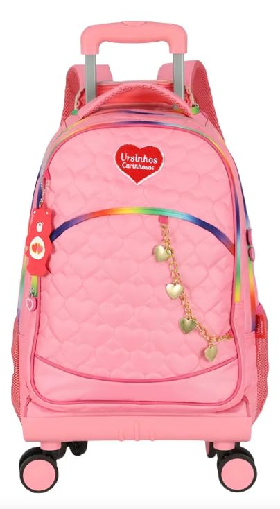 Mochila com Rodas 360 Grande Juvenil de Costas Notebook Ursinhos Carinhosos