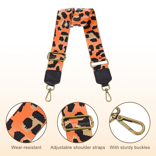 Image of uxcell Wide Shoulder Strap, 5cm Adjustable Purse Strap Replacement Crossbody Strap for Shoulder Bag Wallets, Orange, Bronze Square Mouth Buckle