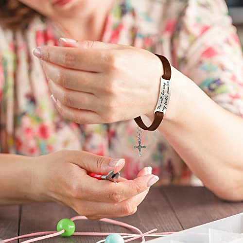 Junkin 12 Pieces Religious Christian Gifts For Women Girls Men Kids Christian Bracelet Religious Leather Bracelets Christian Engraved Ornament Jewelry Inspirational Gifts With Bible Verse #TOP2