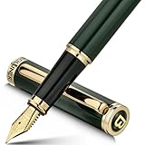 BEILUNER Racing Green Fountain Pen,Stunning Luxury Pens with 24K Gold Finish, Gorgeous 24K Gilded...