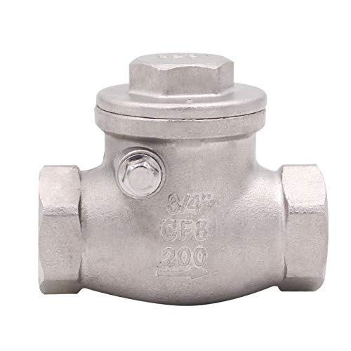 AIICIOO Swing Check Valve Stainless Steel - 3/4 Inch NPT Female WOG 200 PSI SS304 CF8M Rust Free