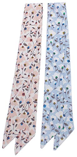 4pcs Spring Flowers Pattern Bag Handbag Handle Ribbon Scarf Hair Head Band Neck Scarf Neckerchief Scarf Fashion Gifts4