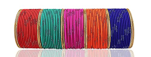 Image of NMII Non-Precious Metal with Base Metal Spreads with Zari Glossy Finished Premium Traditional Bridal Chuda Bangle set for Women and Girls
