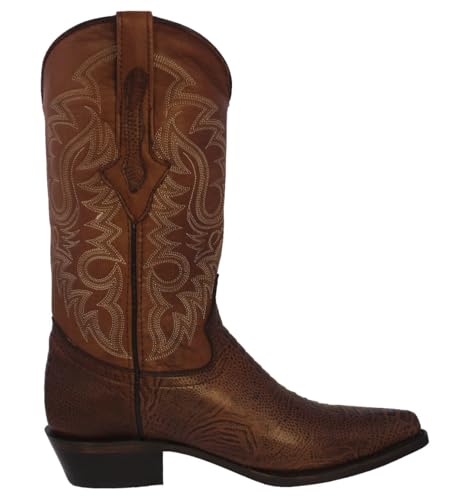 Texas Legacy Mens Brown Western Leather Cowboy Boots Ostrich Leg Print J Toe2