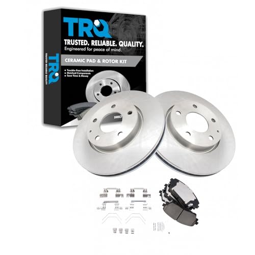 TRQ Front Brake Pad and Rotor Set Ceramic Compatible with 2019-2021 Mazda 3