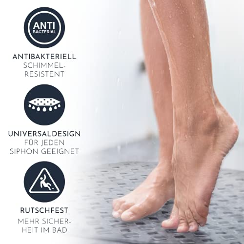 Homerella Duschmatte Hautsensitiv 53x53 cm, INKL. AUFHÄNGUNG | Antirutschmatte Dusche BPA frei, latexfrei | Duschmatte rutschfest schimmelresistent & maschinenwaschbar | Duscheinlage rutschfest – Bild 3