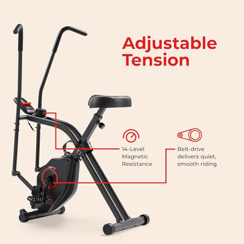 Image of Sunny Health & Fitness Smart Folding X-Bike, Portable Compact Exercise Bike for Indoor Cycling Workout, Home Cardio Training Machine, Free SunnyFit App Bluetooth Connect