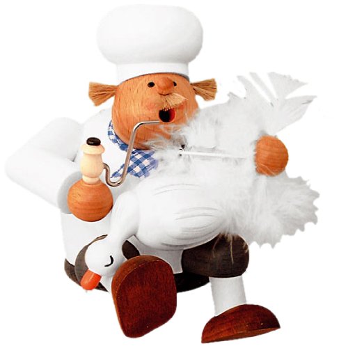 Preisvergleich Produktbild KWO Olbernhau 21590 Räuchermännchen Kantenhocker Koch mit Gans, 17 cm